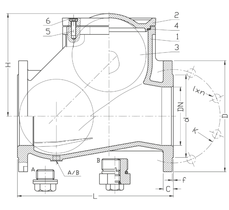 Ball check valves Flanged ABO valve, s.r.o.