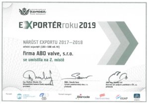 Diplom exportér roku 2019